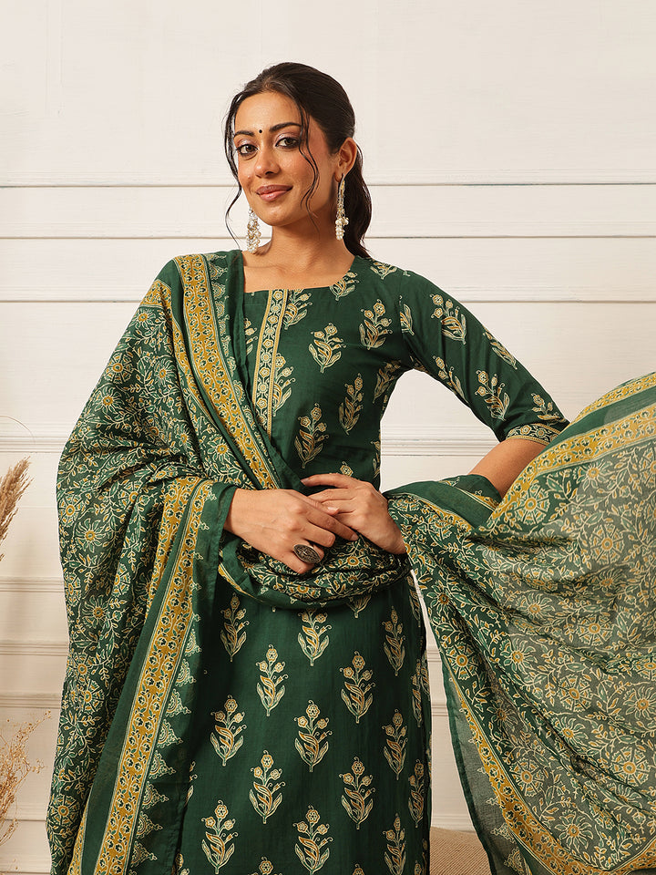 Forest Green Cotton Suit Set