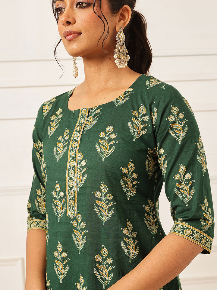 Forest Green Cotton Suit Set