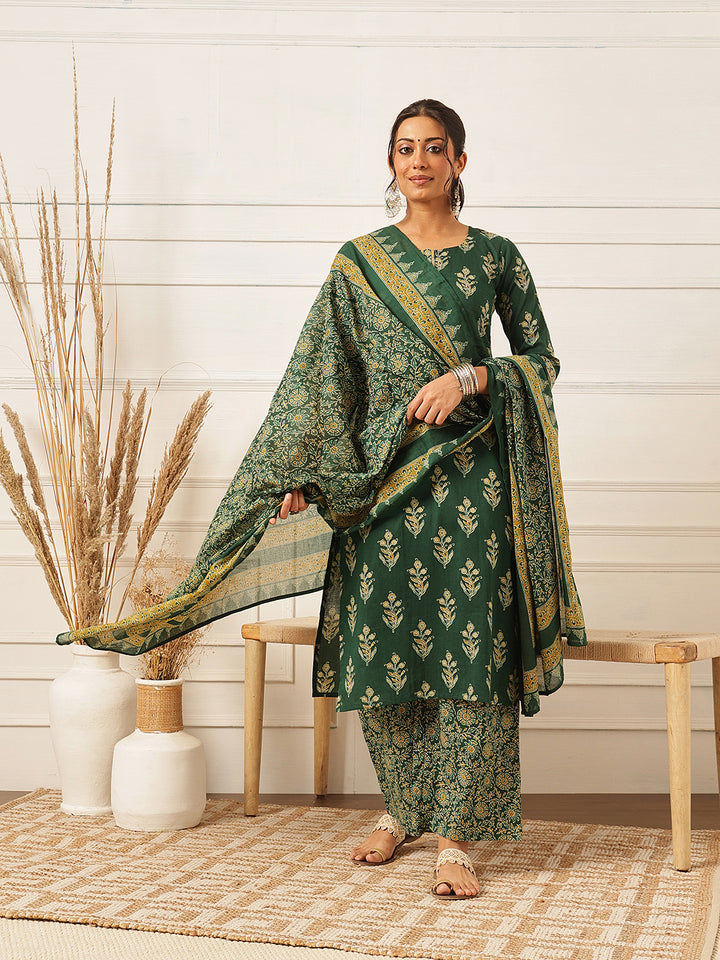 Forest Green Cotton Suit Set