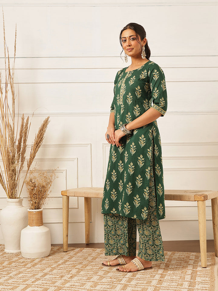 Forest Green Cotton Suit Set