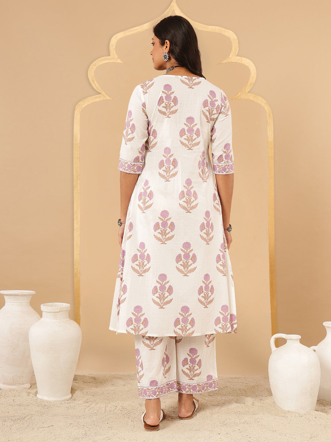 Lavender Floral Printed Kurta Set