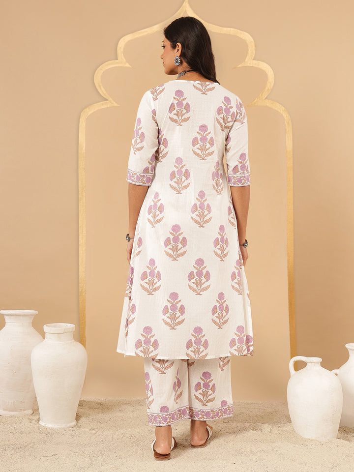 Lavender Floral Printed Kurta Set