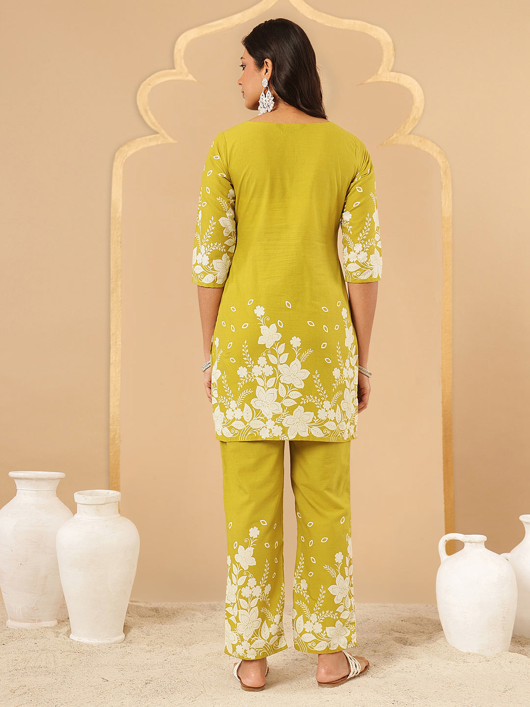 Floral Crest Cotton Co-Ord Set: MustaMelt
