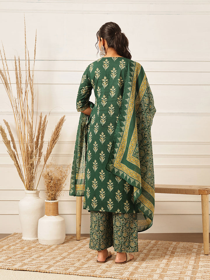 Forest Green Cotton Suit Set