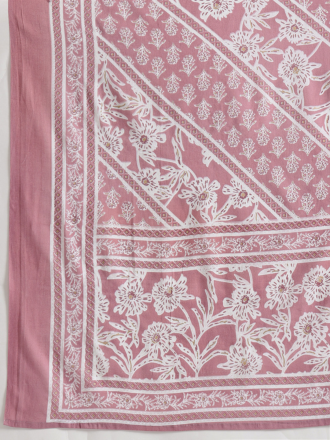 Pink Floral Printed Cotton Suit Set