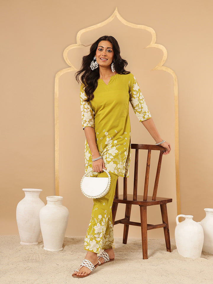 Floral Crest Cotton Co-Ord Set: MustaMelt