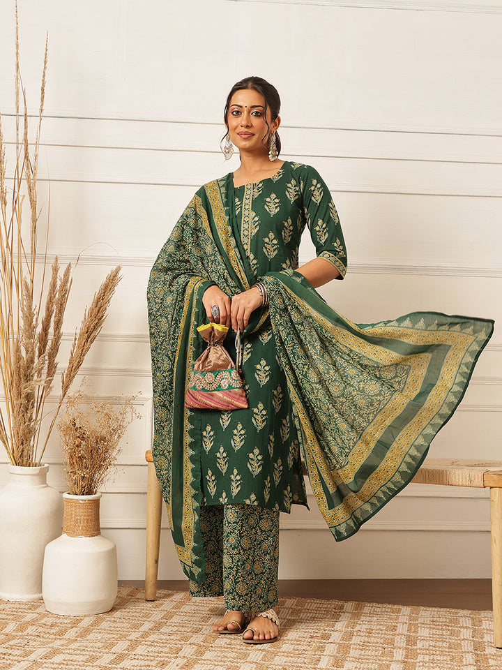 Forest Green Cotton Suit Set