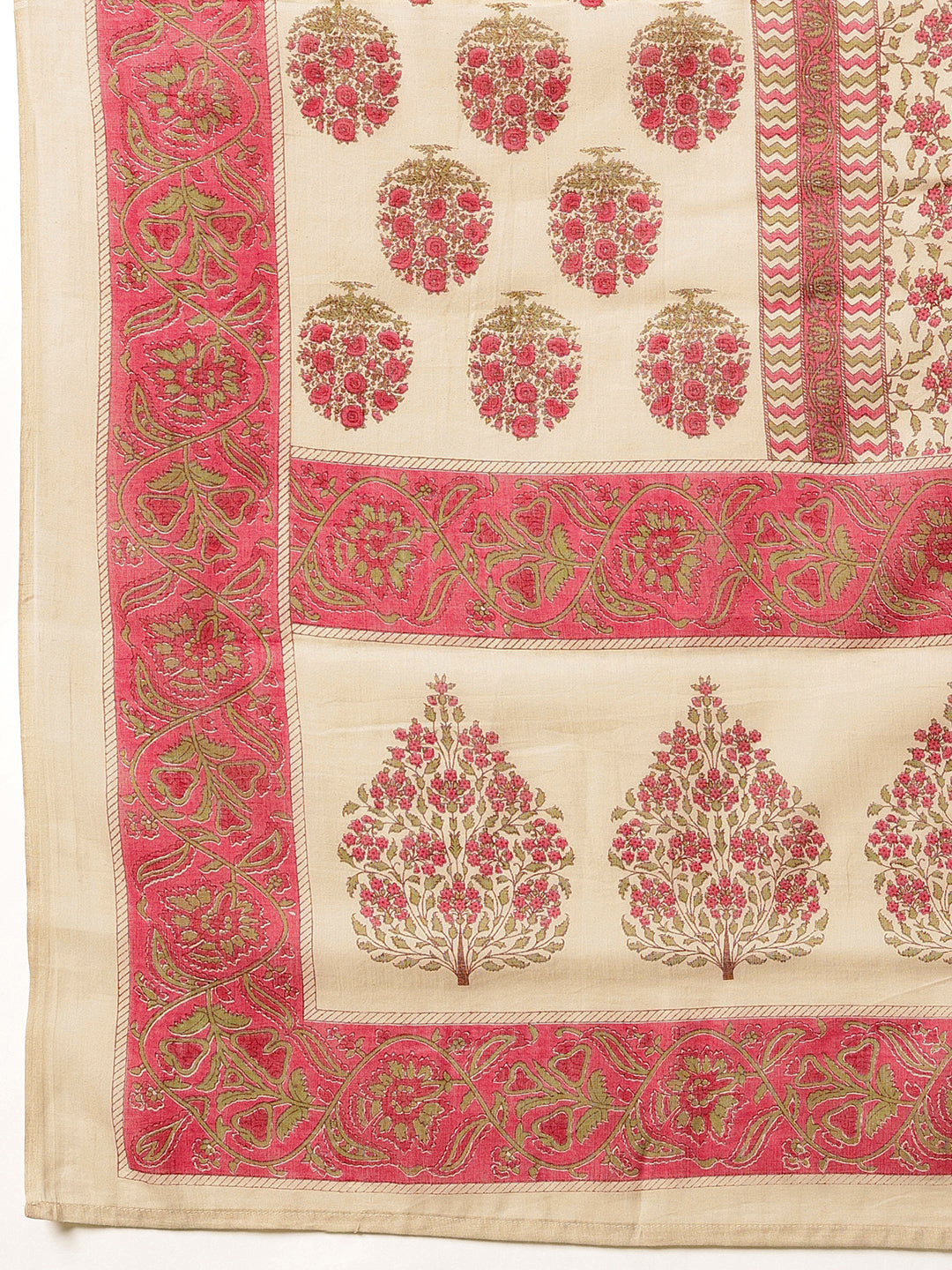 Magenta Floral Printed Cotton Suit Set