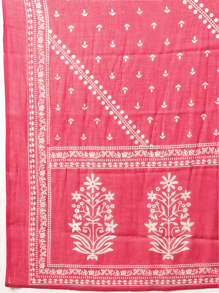 Pink Embroidered V-Neck Kurta Set