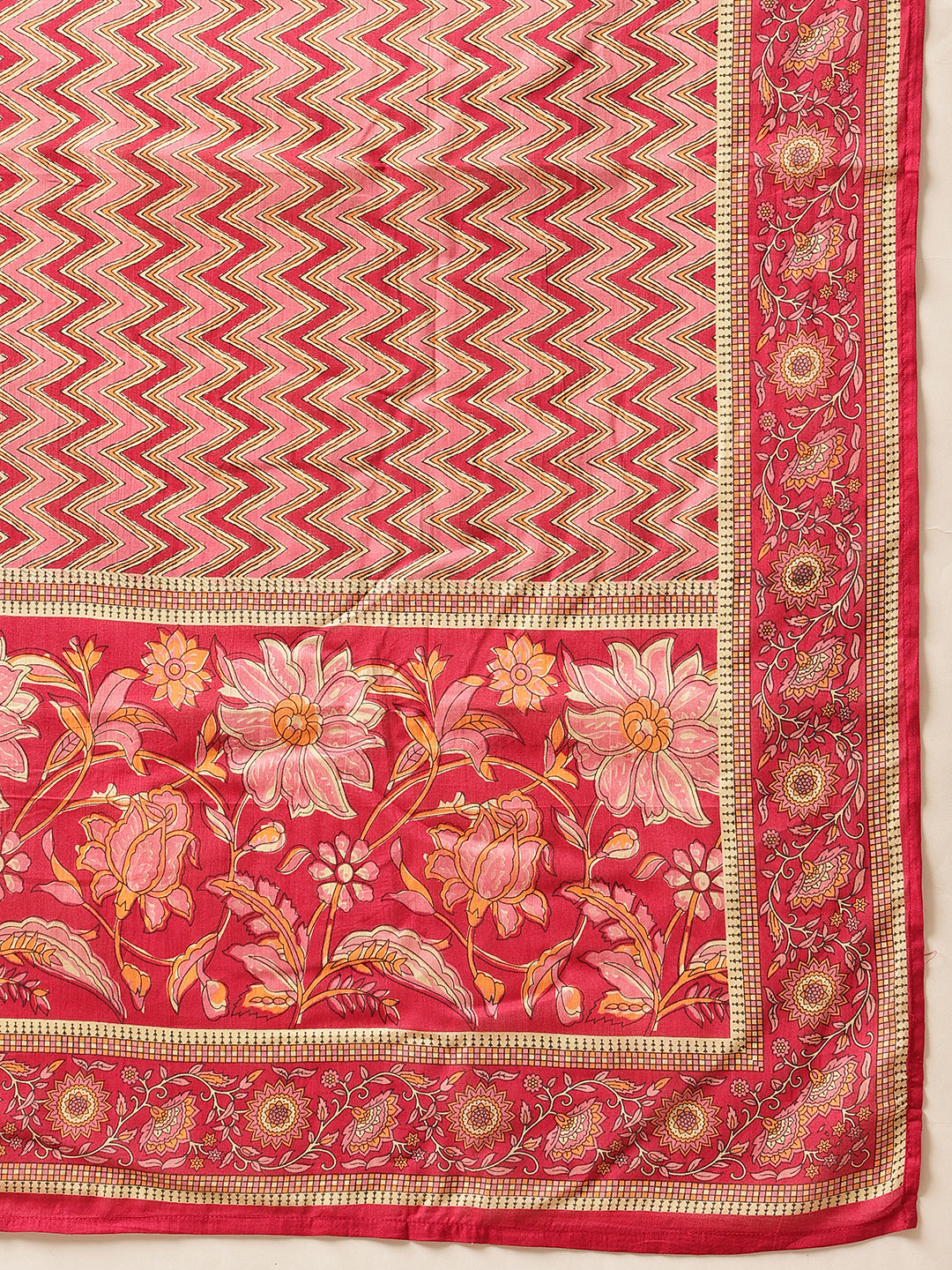 Pink Floral Printed Printed Suit Set