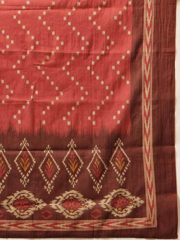 Brown Embroidered Cotton Suit Set