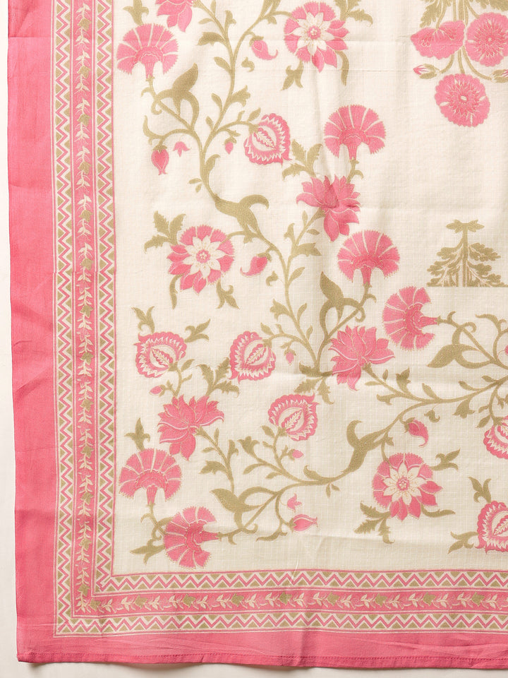 Pink Floral Printed Cotton Suit Set