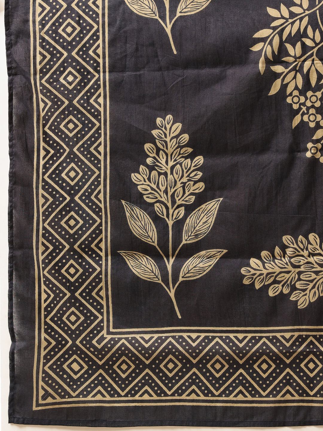 Navy Blue Embroidered Cotton Suit Set