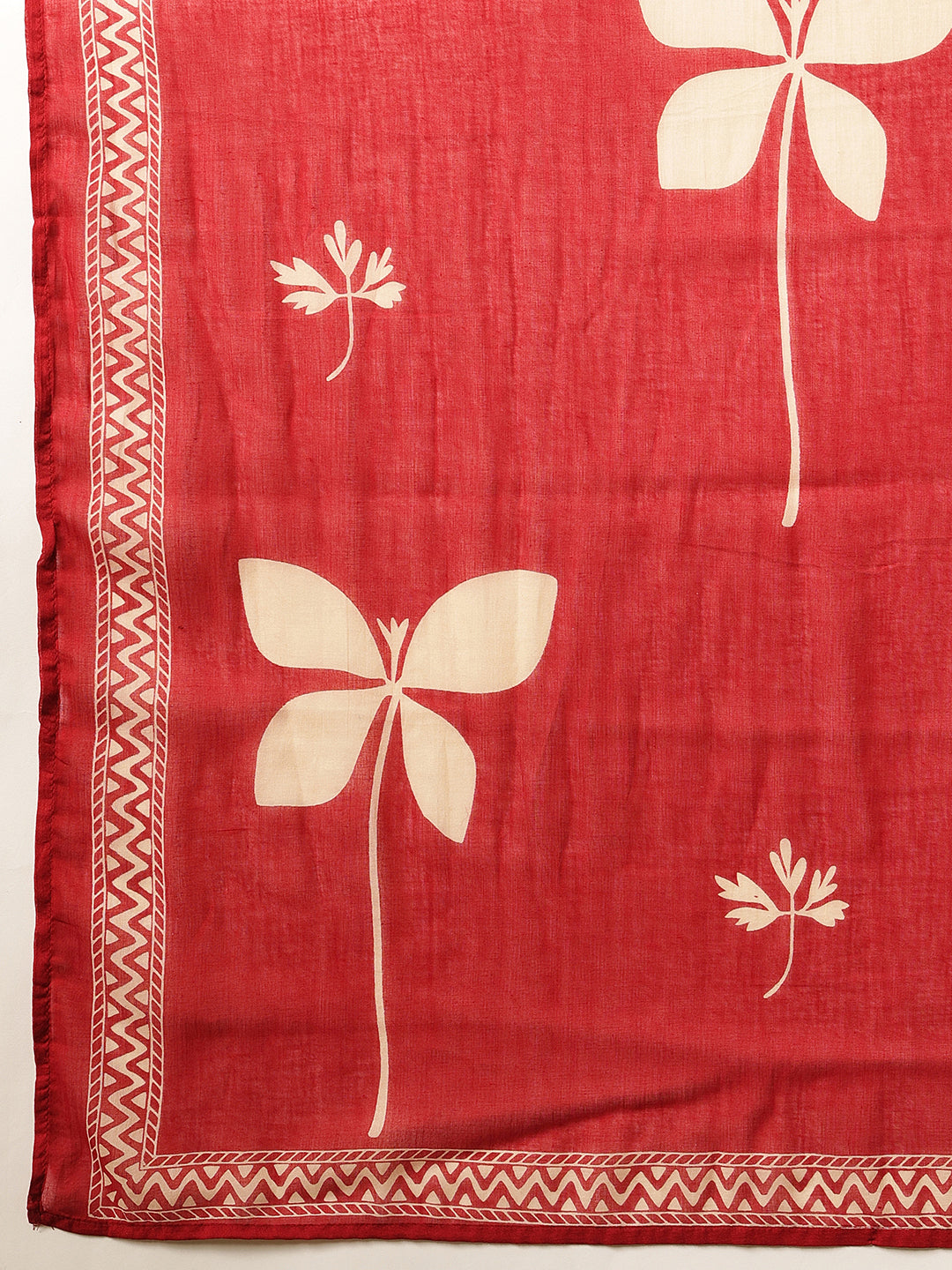 Red Printed Cotton Suit Set