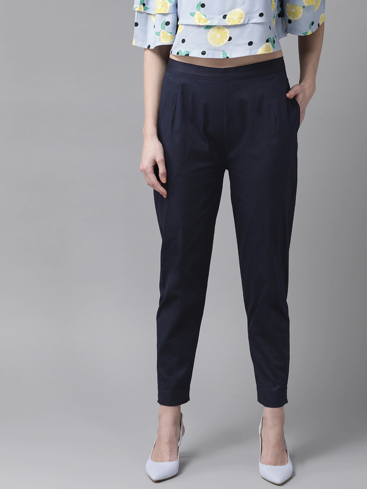 Navy Blue Slim Fit Trousers