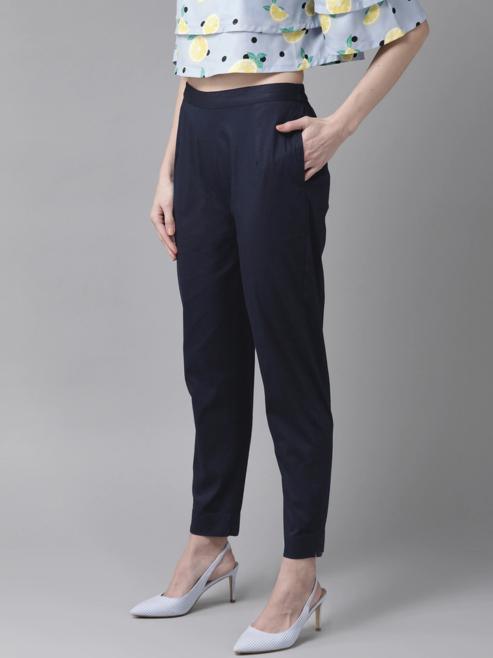 Navy Blue Slim Fit Trousers