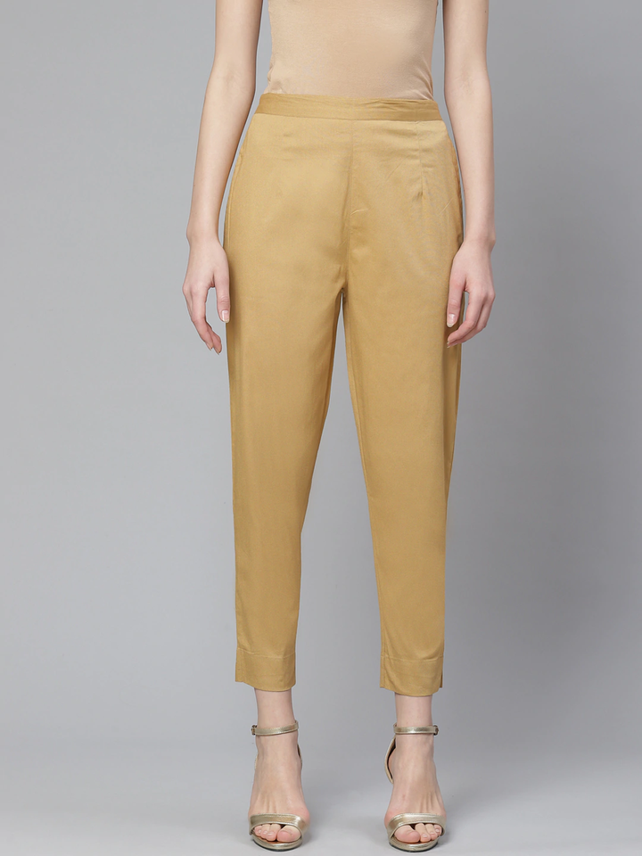 Dark Beige Slim Fit Trousers