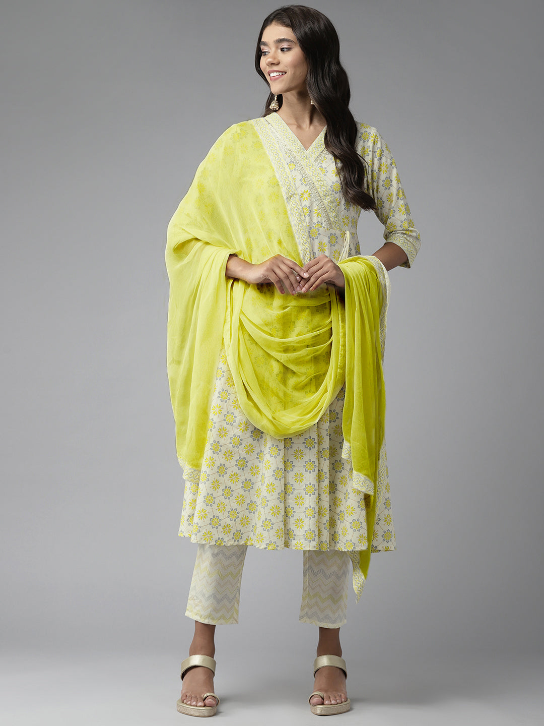 Yellow Anarkali Cotton Suit Set