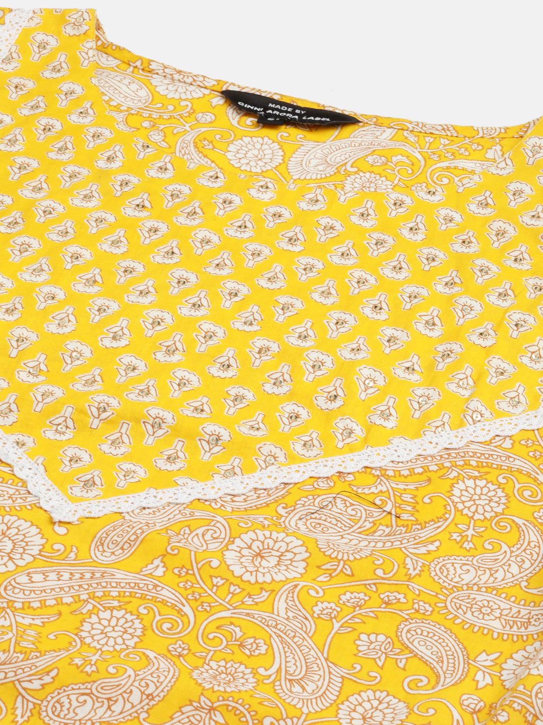 Yellow Sequin Cotton Suit Set