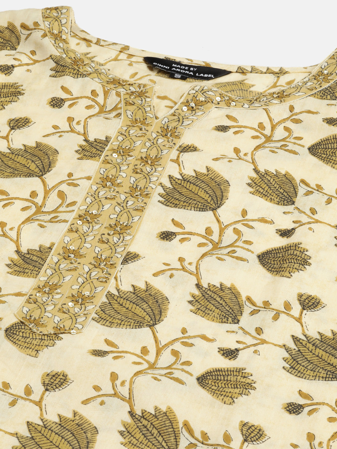 Yellow Printed Cotton Suit Set