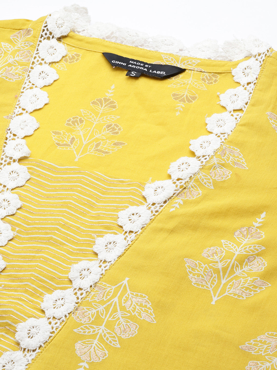 Yellow Floral Printed Cotton Suit Set