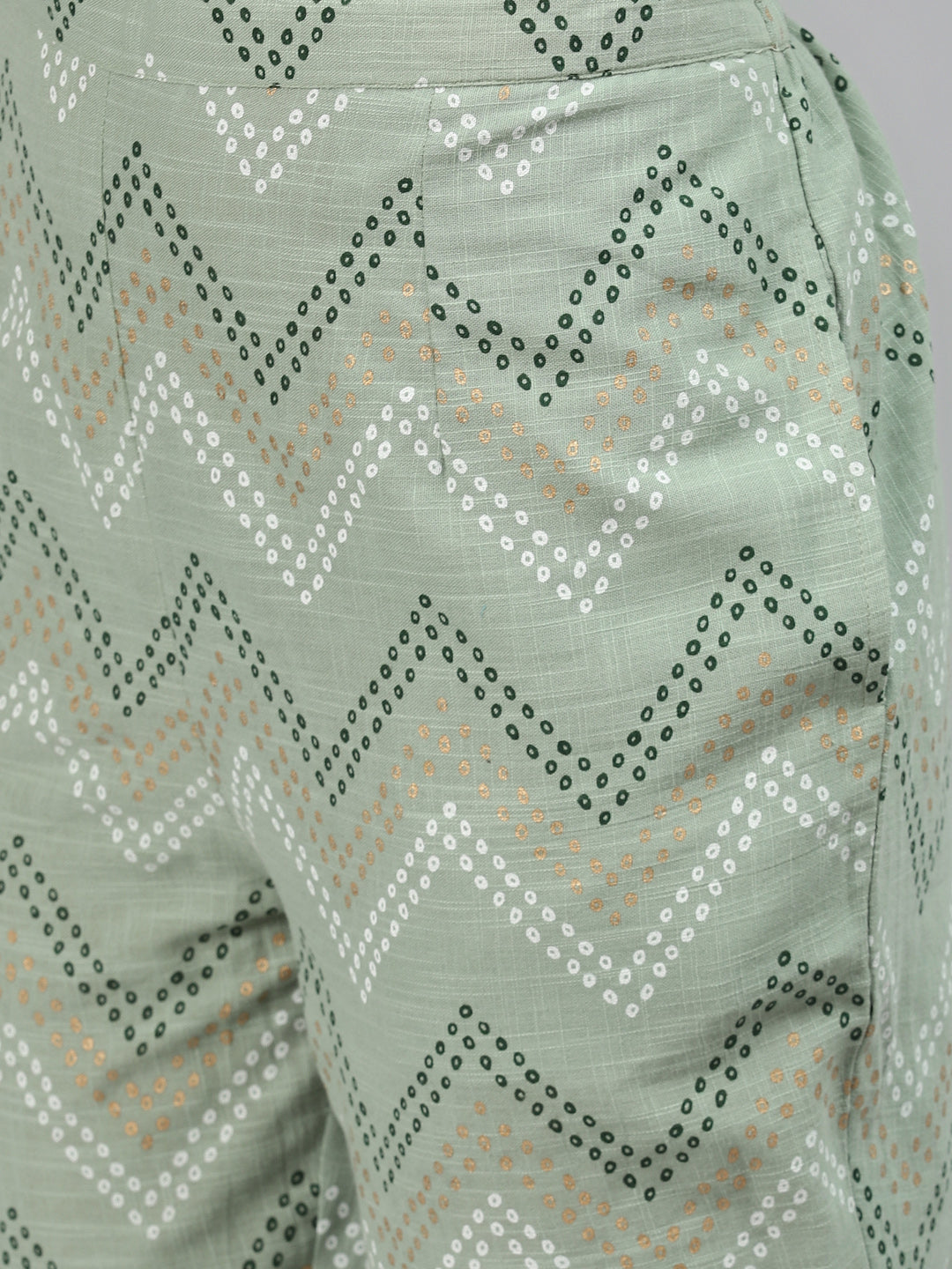 Green Printed Cotton Suit Set