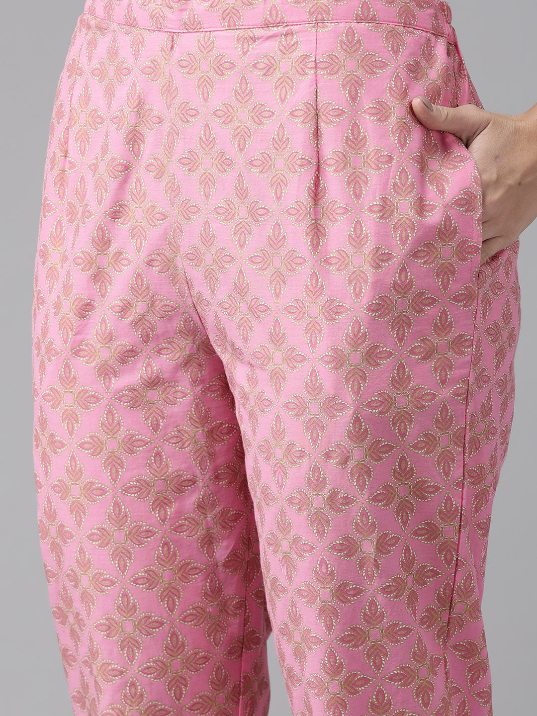 Pink Printed Gotta Patti Cotton Suit Set