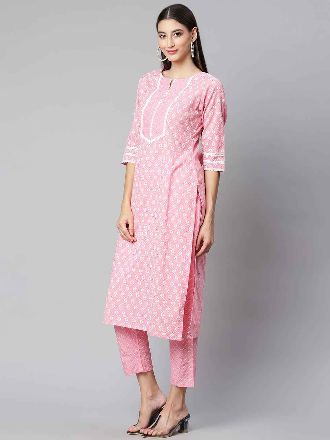 Pink Ethnic Motifs Printed Cotton Suit Set