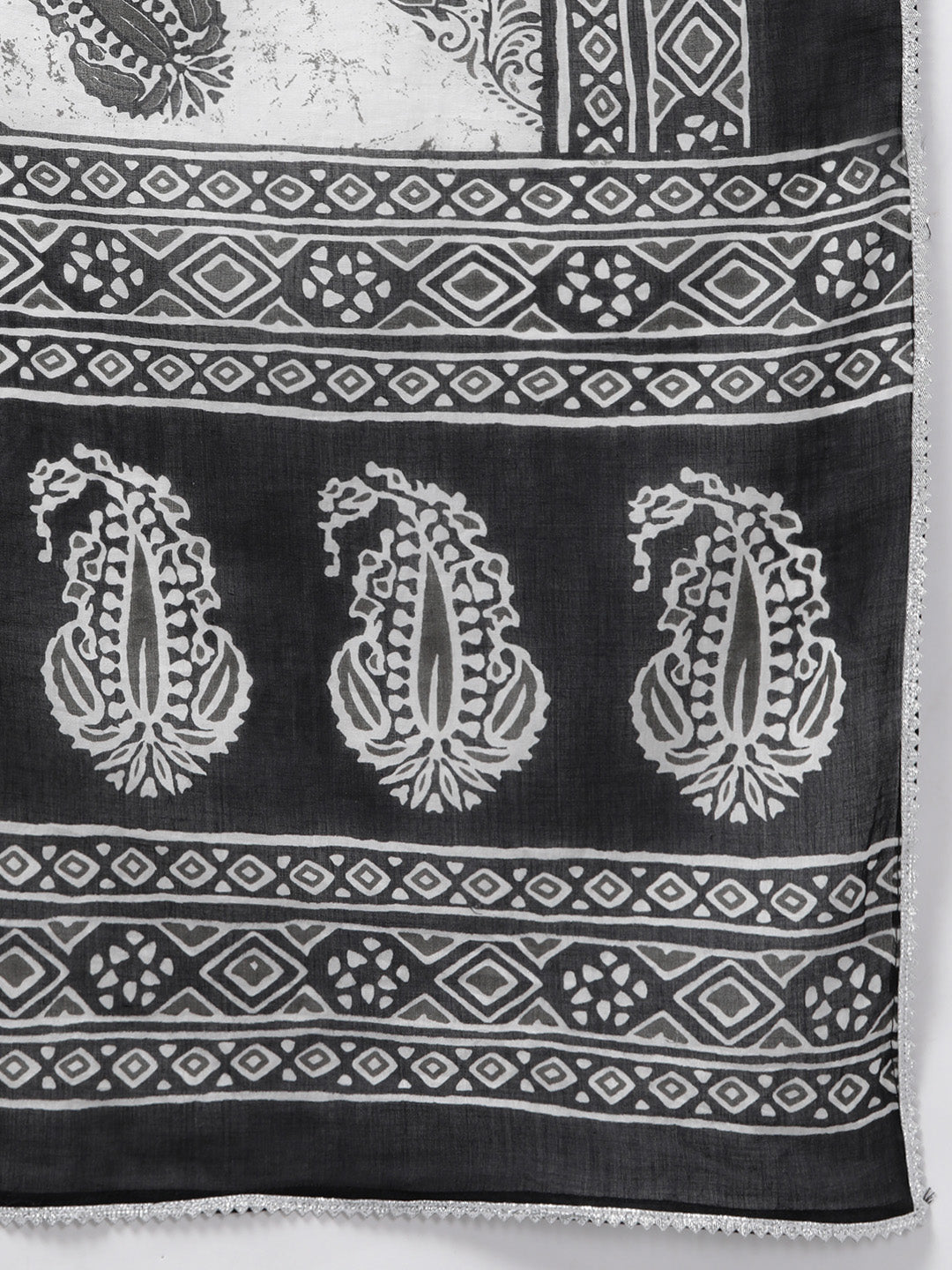 Black Ethnic Motif Printed Cotton Suit Set