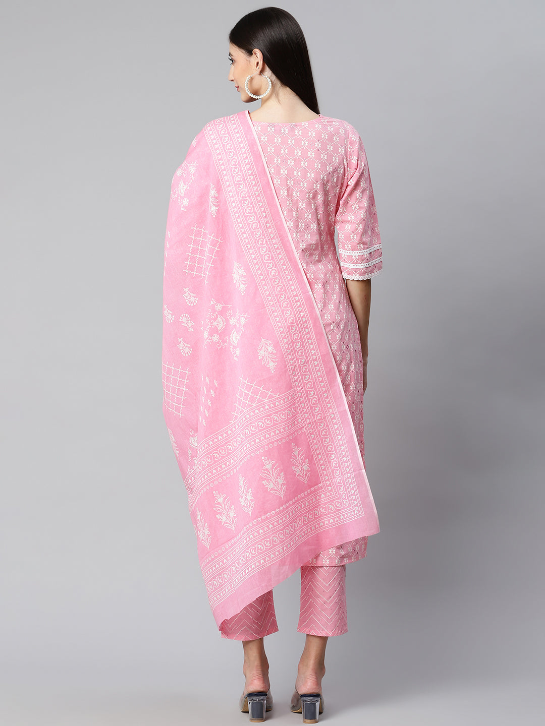 Pink Ethnic Motifs Printed Cotton Suit Set