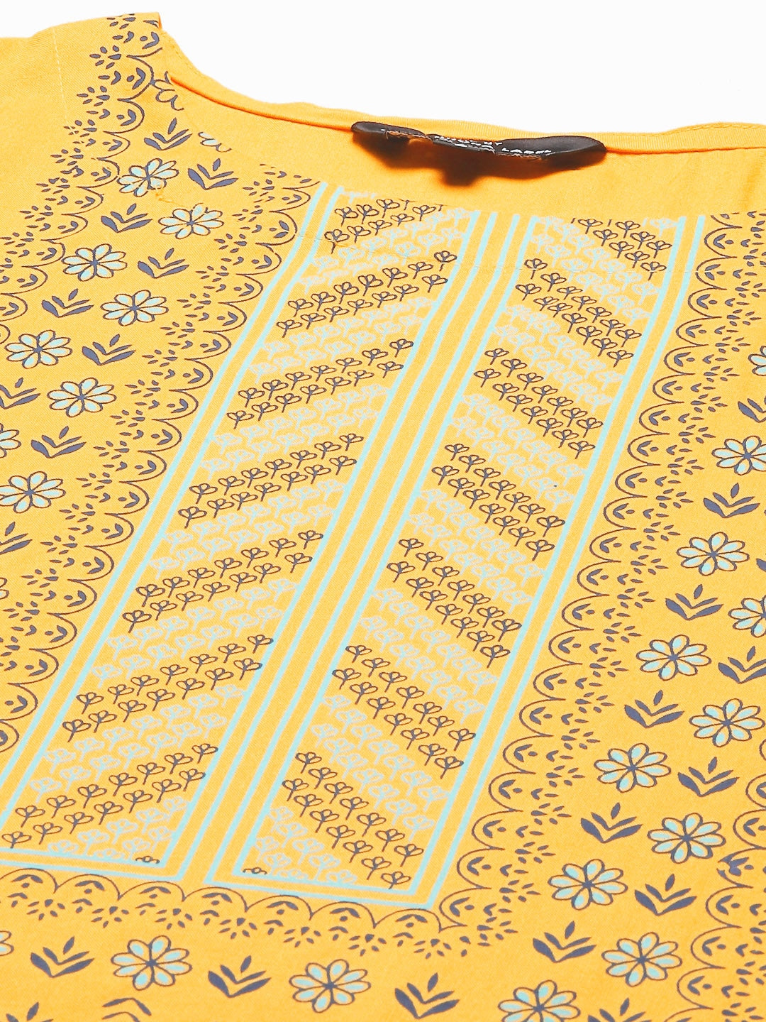 Yellow Hand Printed Rayon Kurta