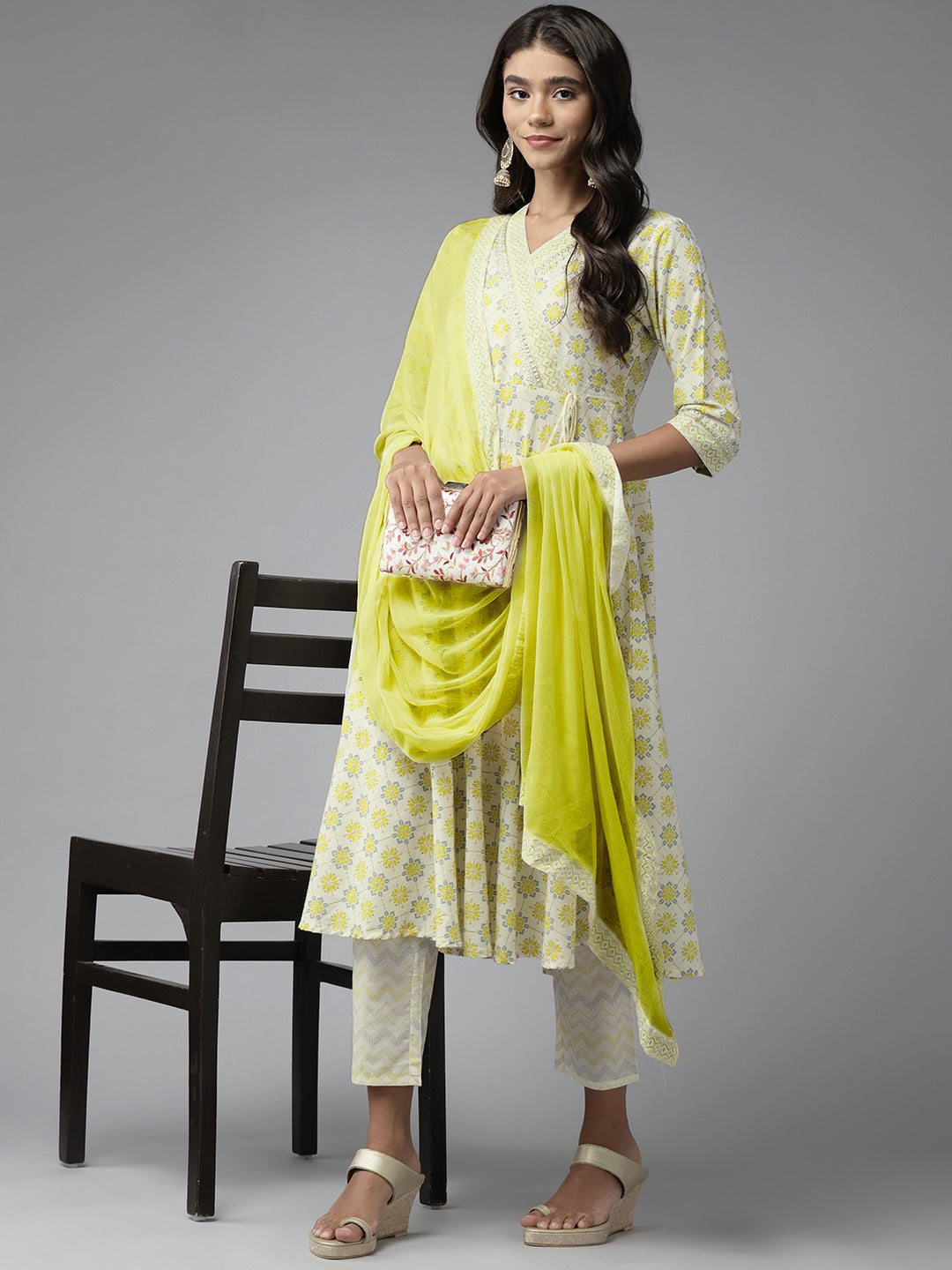 Yellow Anarkali Cotton Suit Set